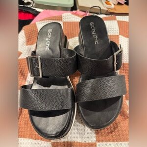 City Chic Black Buckle Sandals